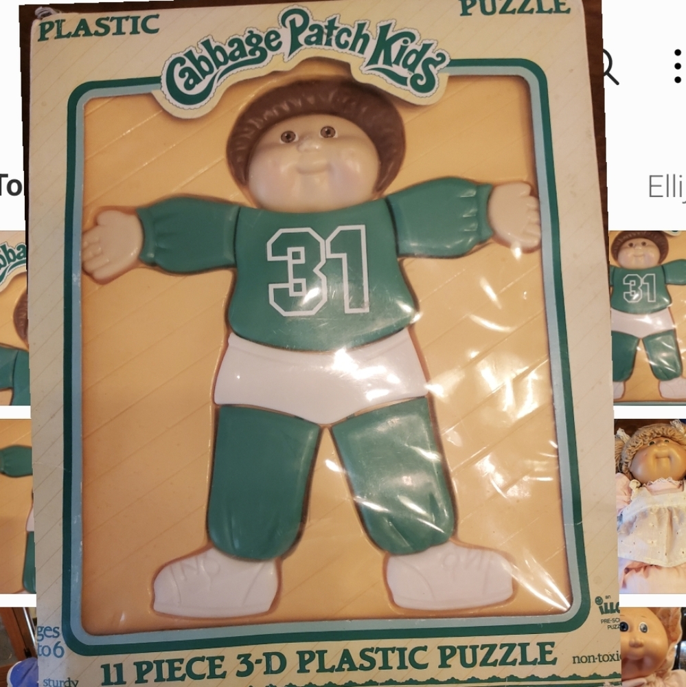 Coleco Vintage 1983 Cabbage Patch Kids 3D 11 Piece Plastic Puzzle